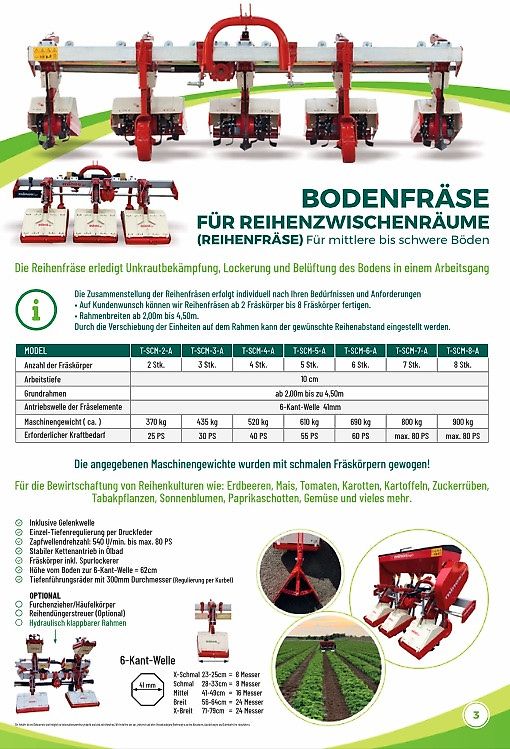 Minos Agri Reihenfräse T-SCM-3-A-GS