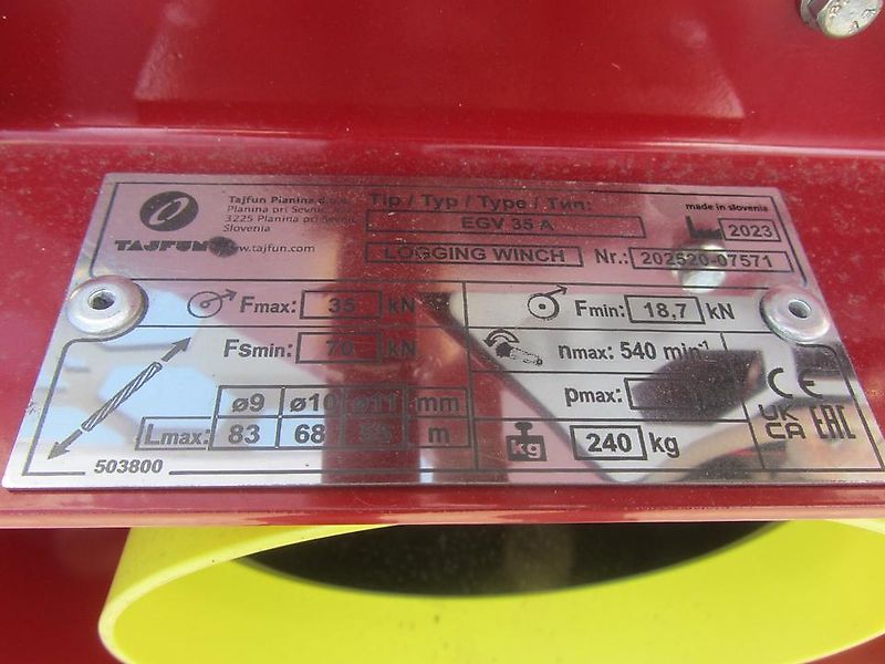 Tajfun Forstseilwinde EGV 35 A Seilwinde